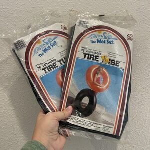 Vintage Intex The Wet Set Tubes 1983 36" Set of 2 Double Valve Heavy Duty Black